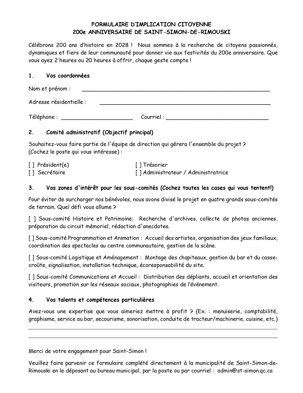 200EME - FORMULAIRE